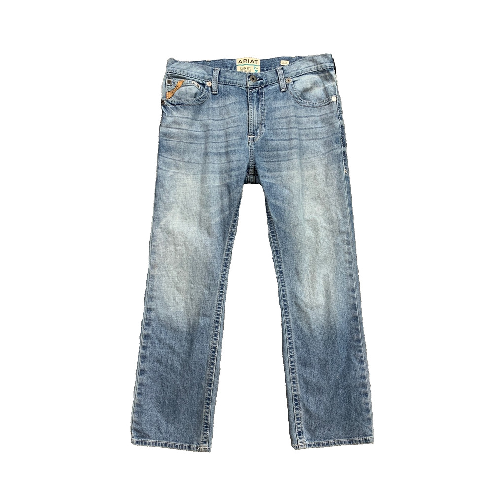 Ariat Jeans Mens 36x30 Blue M7 Slim Fit Straight Stirling Stretch Light Wash